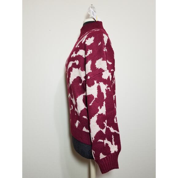 New Directions Sweater Puff Sleeve Mock Neck NWT Women Size Medium Burgundy - Picture 7 of 11